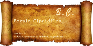 Bozsin Cipriána névjegykártya